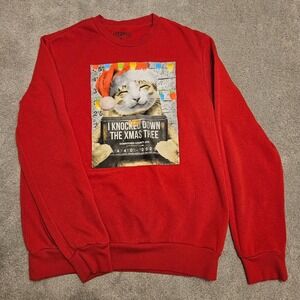 Women's/Junior's M Christmas Cat Sweatshirt "I Knocked Down The Xmas Tree"